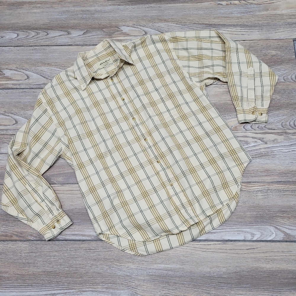 Eddie Bauer Men's Long Sleeve Button Up Shirt Size Medium Yellow - Picture 6 of 6